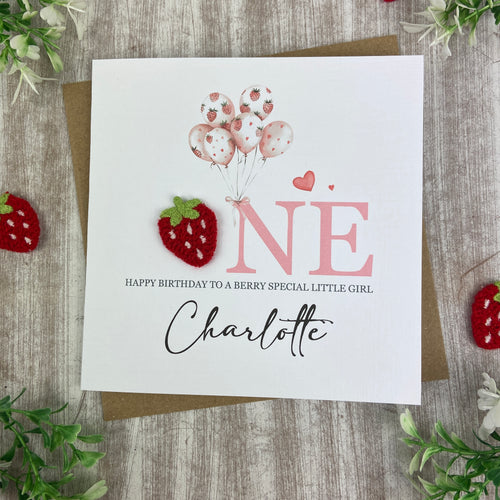 Personalised Strawberry 1st Birthday Card-The Persnickety Co