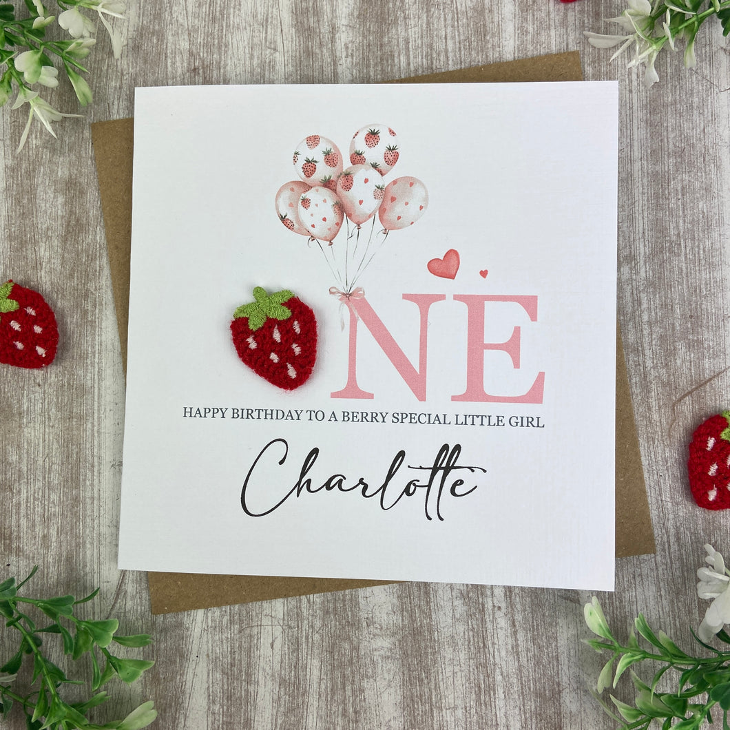 Personalised Strawberry 1st Birthday Card-The Persnickety Co