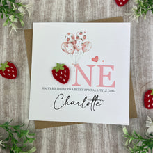 Load image into Gallery viewer, Personalised Strawberry 1st Birthday Card
