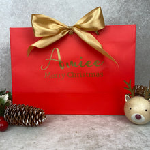 Load image into Gallery viewer, Personalised Christmas Gift Bag - Red &amp; Gold
