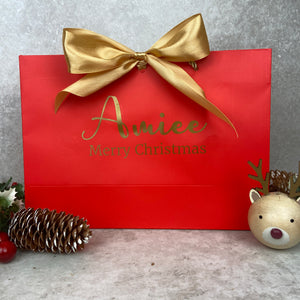 Personalised Christmas Gift Bag - Red & Gold