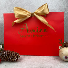 Load image into Gallery viewer, Personalised Christmas Gift Bag - Red &amp; Gold
