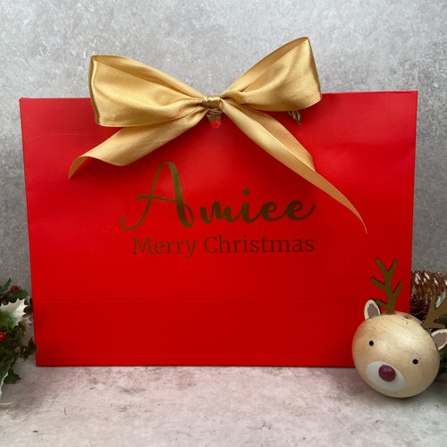 Personalised Christmas Gift Bag - Red & Gold-The Persnickety Co