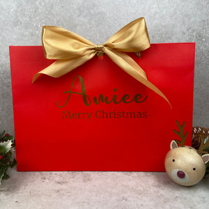Personalised Christmas Gift Bag - Red & Gold-The Persnickety Co