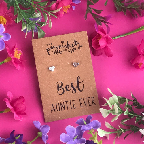 Best Auntie Ever - Heart Earrings - Gold / Rose Gold / Silver-The Persnickety Co