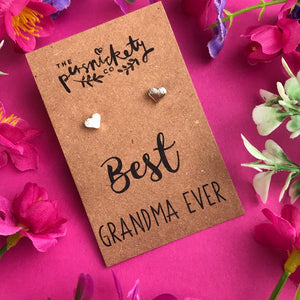 Best Grandma Ever - Heart Earrings - Gold / Rose Gold / Silver-6-The Persnickety Co
