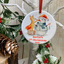 Load image into Gallery viewer, Snowman 1st Christmas Hanging Decoration-2-The Persnickety Co
