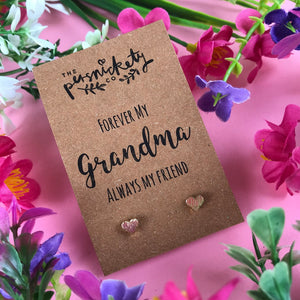 Forever My Grandma Always My Friend Heart Earrings-9-The Persnickety Co