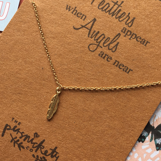 Feathers Appear When Angels Are Near Necklace-5-The Persnickety Co