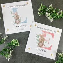 Load image into Gallery viewer, Personalised Rabbit Christening Card
