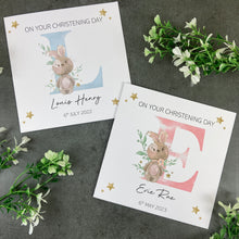 Load image into Gallery viewer, Personalised Rabbit Christening Card-The Persnickety Co
