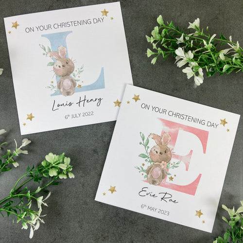Personalised Rabbit Christening Card-The Persnickety Co