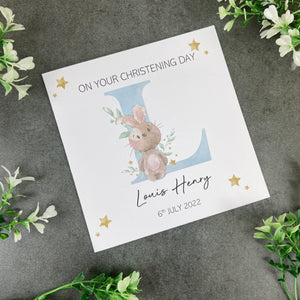 Personalised Rabbit Christening Card