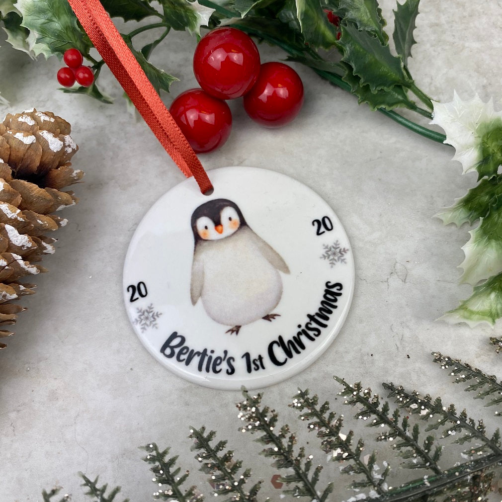 Personalised Penguin 1st Christmas Hanging Decoration-The Persnickety Co