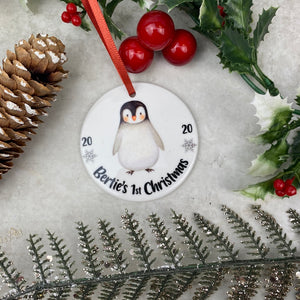 Personalised Penguin 1st Christmas Hanging Decoration-2-The Persnickety Co