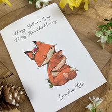Load image into Gallery viewer, Fox Mother&#39;s Day Personalised Card-6-The Persnickety Co
