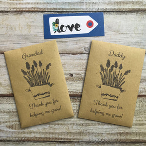 Daddy/ Grandad Thank You For Helping Me Grow! Mini Kraft Envelope with Wildflower Seeds-6-The Persnickety Co