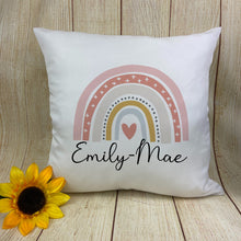 Load image into Gallery viewer, Personalised Pastel Rainbow Cushion
