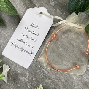 Wedding Knot Bangle With Initial Charm in Rose Gold-6-The Persnickety Co