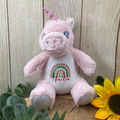 Personalised Christmas Teddy - Pink Unicorn-The Persnickety Co