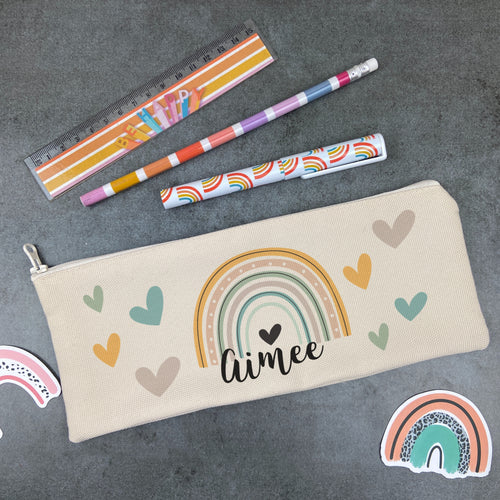 Personalised Boho Rainbow Pencil Case-The Persnickety Co