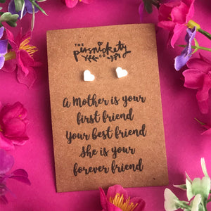 A Mother Is Your First Friend - Heart Earrings - Gold / Rose Gold / Silver-6-The Persnickety Co