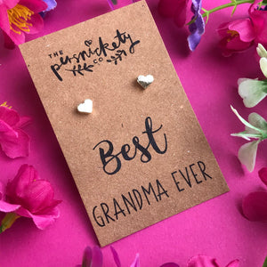 Best Grandma Ever - Heart Earrings - Gold / Rose Gold / Silver-4-The Persnickety Co