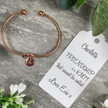 Load image into Gallery viewer, Knot Bangle With Initial Charm Friendship Is A Knot-7-The Persnickety Co
