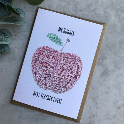 Personalised Apple Teacher Card-The Persnickety Co