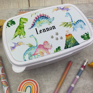 Personalised Dinosaur Lunchbox - White