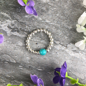 A Little Wish For Healing - Turquoise Stretch Ring-5-The Persnickety Co