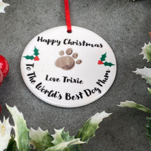 Load image into Gallery viewer, Personalised Happy Christmas World&#39;s Best Dog Mum - Hanging Decoration-5-The Persnickety Co
