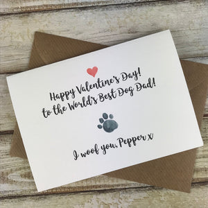 Happy Valentine's Day Worlds Best Dog Dad/Mum Paw Card-4-The Persnickety Co