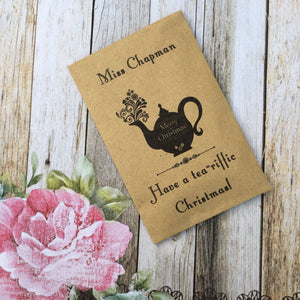 Have a Tea-riffic Christmas Personalised Kraft Envelope with Tea Bag-The Persnickety Co