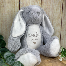 Load image into Gallery viewer, Personalised Grey Bunny Rabbit Soft Toy
