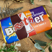 Load image into Gallery viewer, Merry Christmas Brother Novelty Personalised Chocolate Bar-The Persnickety Co
