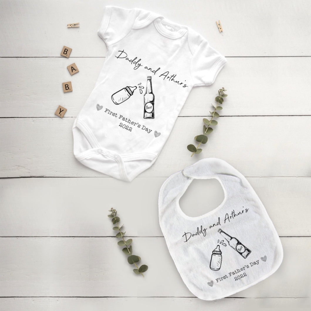 Beer & Bottle First Father's Day Bib and Vest-The Persnickety Co