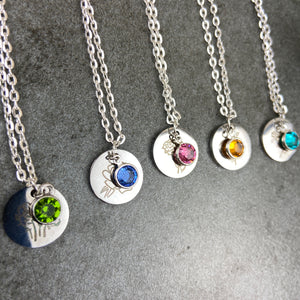 Birth Flower and Birthstone Necklace