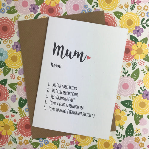 Mother's Day Card Personalised Mum Definition-The Persnickety Co