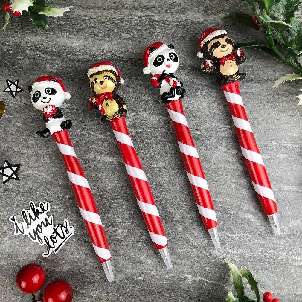Cute Panda And Sloth Christmas Pens-The Persnickety Co