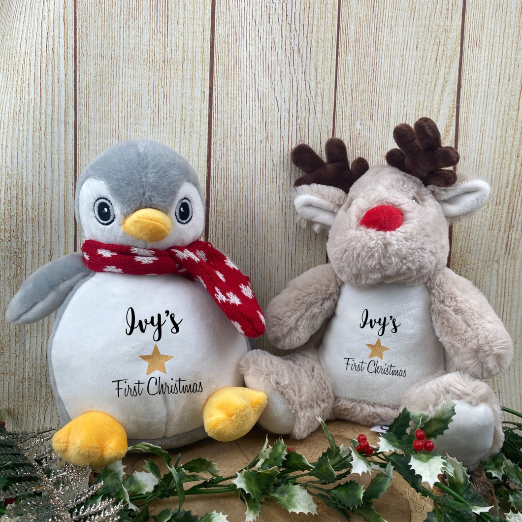 Penguin & Reindeer Christmas Teddies - First Christmas Star-The Persnickety Co