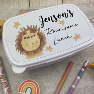 Personalised Roarsome Lion Lunch Box - White