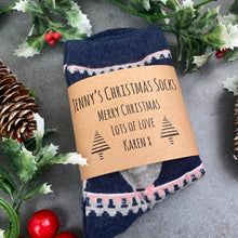 Load image into Gallery viewer, Personalised Penguin Snowflake Christmas Socks-The Persnickety Co
