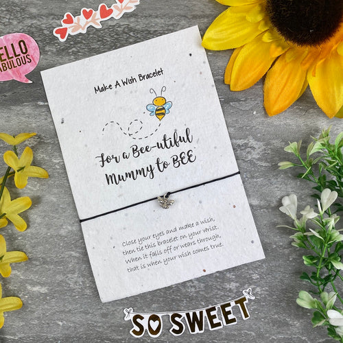 Mummy To Bee Wish Bracelet On Plantable Seed Card-The Persnickety Co