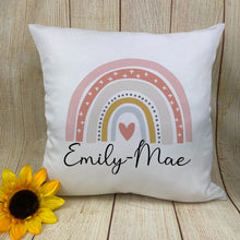 Load image into Gallery viewer, Personalised Pastel Rainbow Cushion-The Persnickety Co
