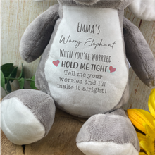 Load image into Gallery viewer, Personalised Grey Worry Elephant Soft Toy
