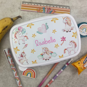 Personalised Unicorn Lunchbox - White