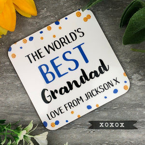 World's Best Grandad Personalised Coaster-The Persnickety Co