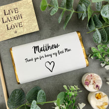 Load image into Gallery viewer, Thank You For Being My Best Man Heart Chocolate Bar-The Persnickety Co
