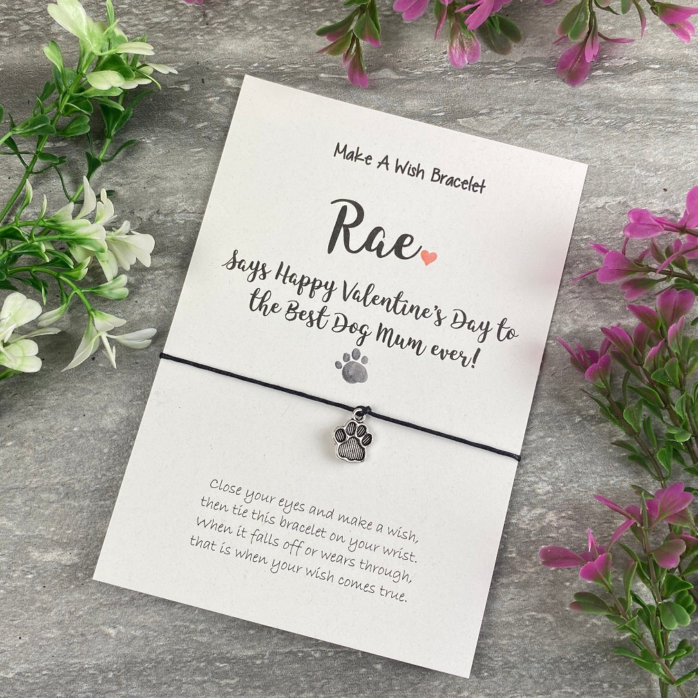 Personalised Valentine's Best Dog Mum Wish Bracelet-The Persnickety Co